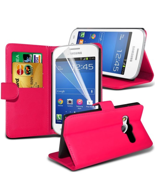 Samsung Galaxy Young 2 Pu Leather Book Style Wallet Case with free  Stylus-Pink