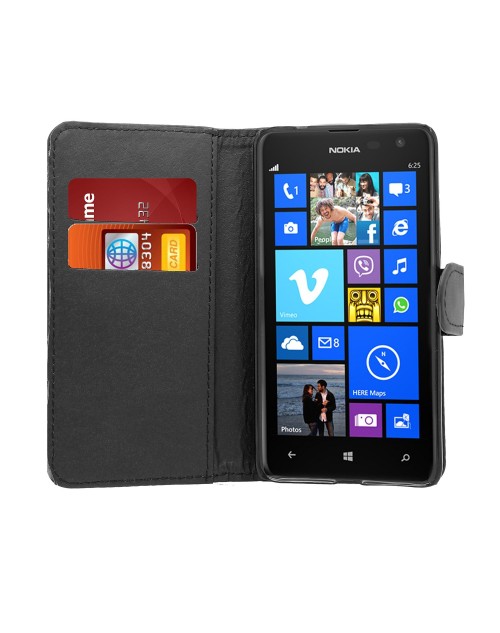 Microsoft Lumia 735 Pu Leather Book Style Wallet Case with Mini Stylus Stylus-Black
