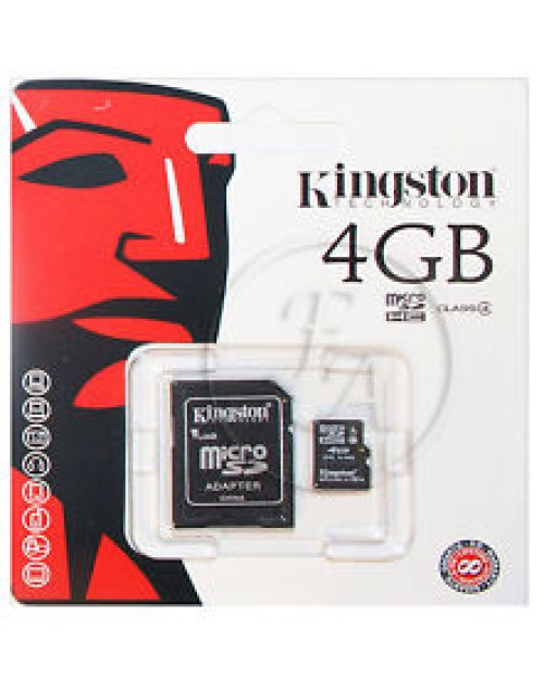 4GB Kingston MICRO SDHC MEMORY CARD WITH SD ADAPTER TF HC MICROSD