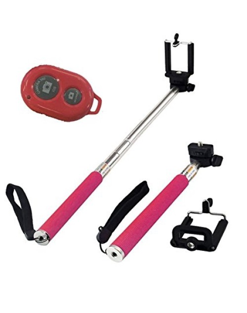Universal Extendable Self Portrait Selfie Handheld Stick Monopod with Bluetoot Remote Wireless Shutter for IOS and Android Smartphone