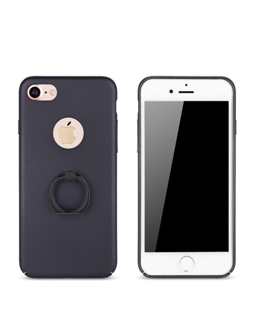 Rubberized Finger Ring Hard PC Case for iPhone 7 -Black