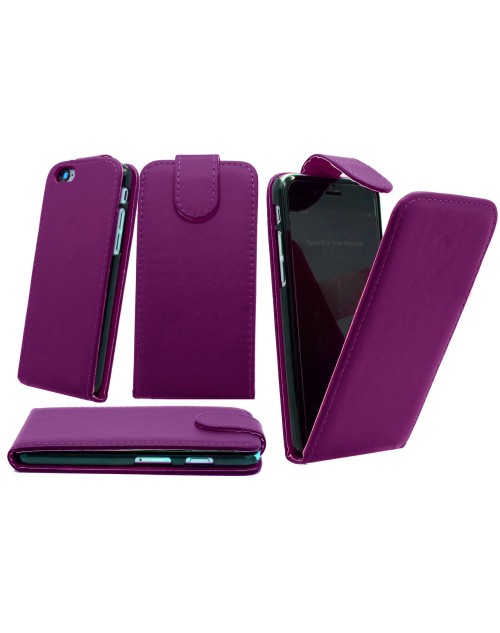 iPhone 6/6S Pu cuir flip Case Cover Plus Protecteur d'écran gratuit et Mini Stylus-Purple