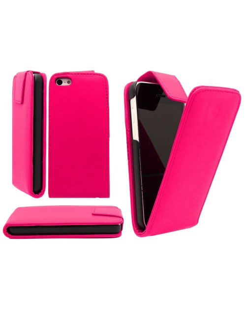 iPhone 5G/5S Pu cuir flip Case Cover Plus Protecteur d'écran gratuit et Mini Stylus-Rose