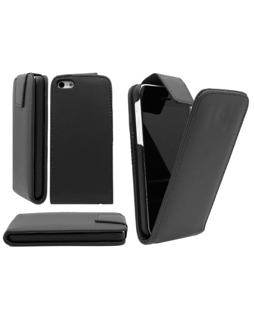 iPhone 5G/5S Pu cuir flip Case Cover Plus Protecteur d'écran gratuit et Mini Stylus-Black