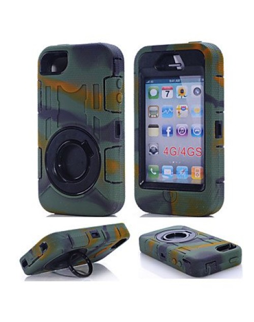 iPhone 5/5S/5C Heavy Duty Shockproof Miltary Silicon Case Cover with Built in Screen Protector Adjustable Positioning Stand-Camouflage