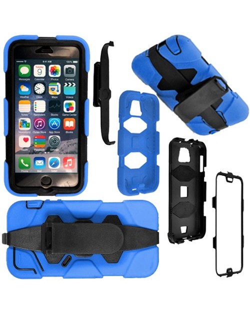 Samsung Galaxy S4 Heavy Duty Shockproof Miltary Case with Built in Screen Protector-Blue