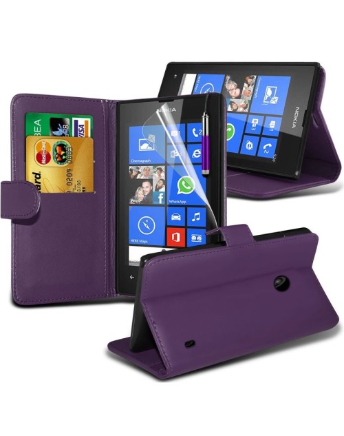 Microsoft Lumia 640 Pu Leather Book Style Wallet Case with Mini Stylus Stylus-Purple