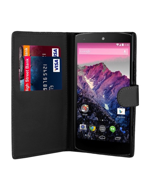 Nexus 6 Pu Leather Book Style Wallet Case with Mini Stylus Stylus-Black