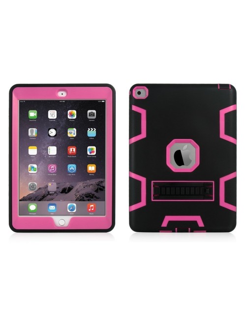 iPad Mini 1,2,3 Heavy Duty Shockproof Miltary Silicon Case Cover with Adjustable Positioning Stand-Pink