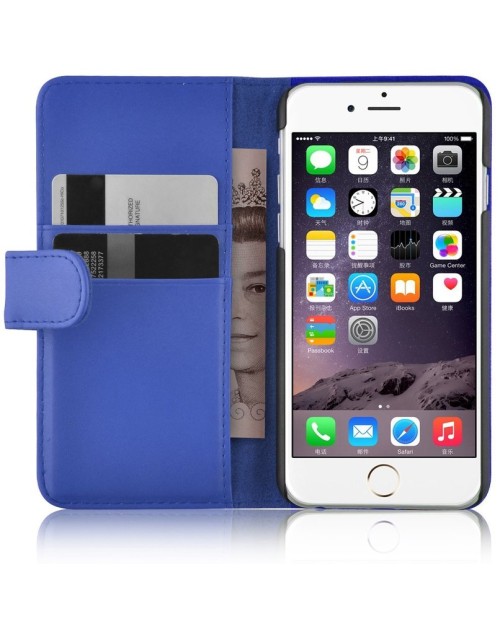 Apple iPhone 6S 6 Pu Leather Book Style Wallet Case with free  Stylus-Blue