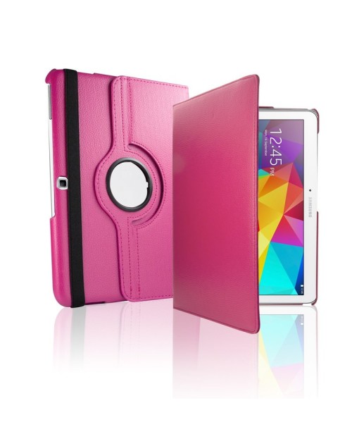 Samsung Galaxy Tab 3/LTE SM-T110 7.0" 360 Rotaing Pu Leather with Viewing Stand Plus Free Stylus Case Cover-Pink