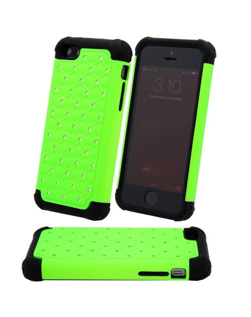 iPhone 6/6S Glitter Heavy Duty Shockproof Miltary Silicon Case Cover with Built in Screen Protector Adjustable Positioning Stand-Green