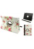 Apple iPad Air 2 Printed 360 Rotaing Pu Leather with Viewing Stand Plus Free Stylus Case Cover for Apple iPad Air 2-Pink Large Roses