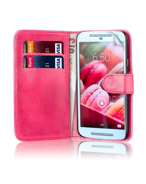 LG K10 Pu Leather Book Style Wallet Case with Mini Stylus Stylus-Pink