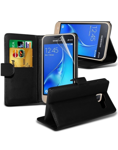 Samsung Galaxy A3 Pu Leather Book Style Wallet Case with free  Stylus-Black