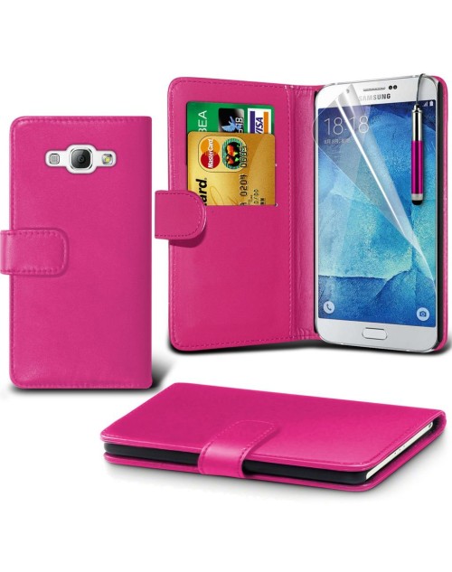 Samsung Galaxy A3 Pu Leather Book Style Wallet Case with free  Stylus-Pink