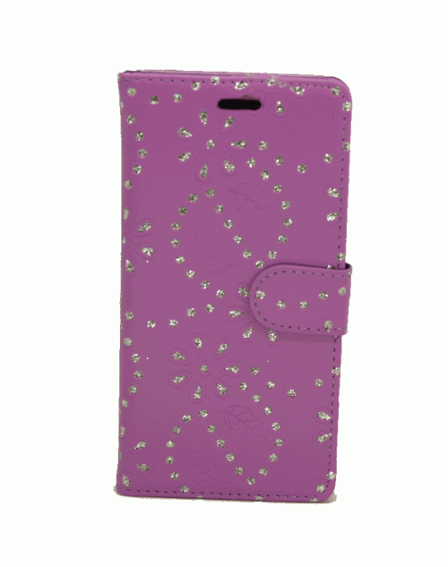 Samsung Galaxy A3 (2016)Glitter,Diamond,Bling,Sparkling Pu Leather Wallet Folio Case with Credit Cards Slots and Adjustable Positioning Stand-Purple
