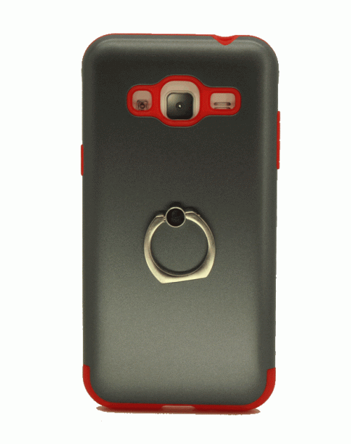 Samsung Galaxy J3 (2016) Ring Case Hard Back case with Adjustable Positioning Stand Functionalty-Red
