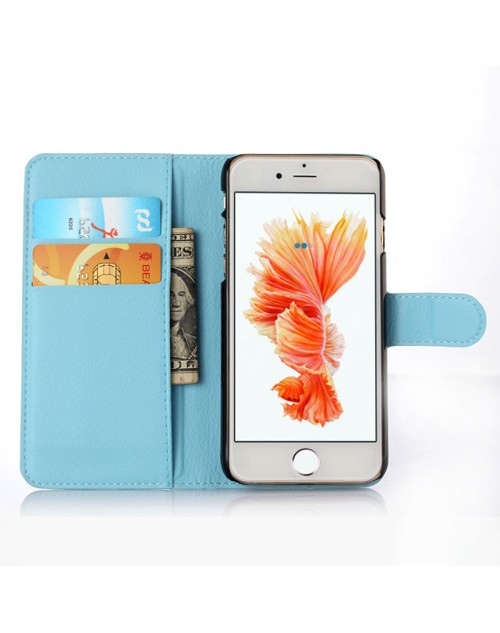 Apple iPhone 6S Plus 6 Plus Pu Leather Book Style Wallet Case with Mini Stylus Stylus-Blue