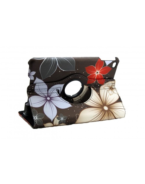 Apple iPad 4 Mini Printed 360 Rotaing Pu Leather with Viewing Stand Plus Free Stylus Case Cover for Apple iPad 4-Large Flowers