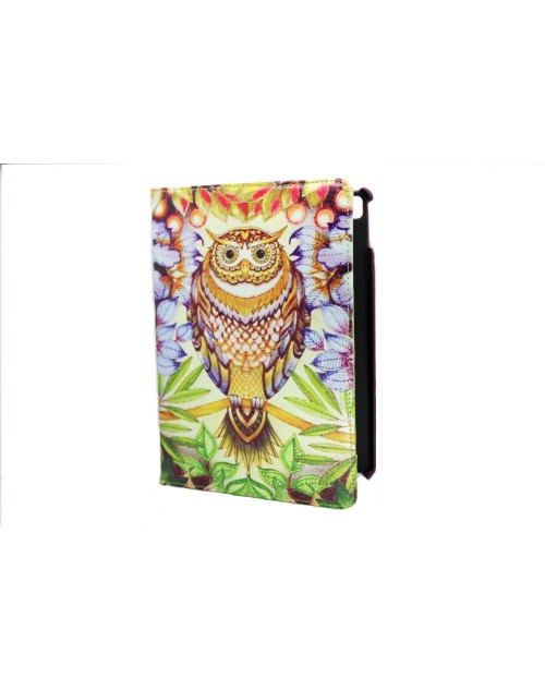 Apple iPad Air Pros 9.7 Printed 360 Rotaing Pu Leather with Viewing Stand Plus Free Stylus Case Cover for Apple iPad Air 3-Owl & Bushes