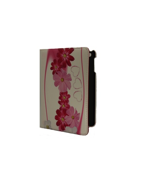 Apple iPad Mini 2 Printed 360 Rotaing Pu Leather with Viewing Stand Plus Free Stylus Case Cover for Apple iPad Mini 2-Pink Flowers