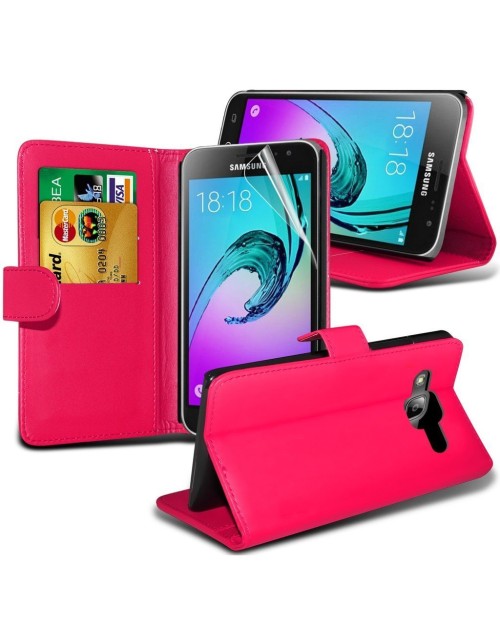 Samsung Galaxy A8 Pu Leather Book Style Wallet Case with free  Stylus-Pink