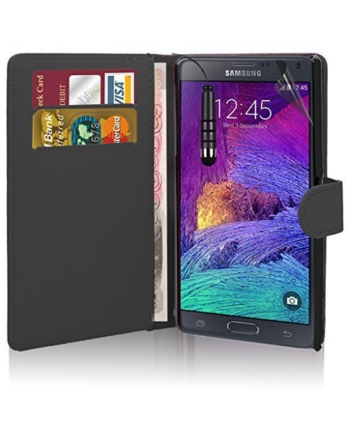 Samsung Galaxy Note 5  Pu Leather Book Style Wallet Case with free  Stylus-Black