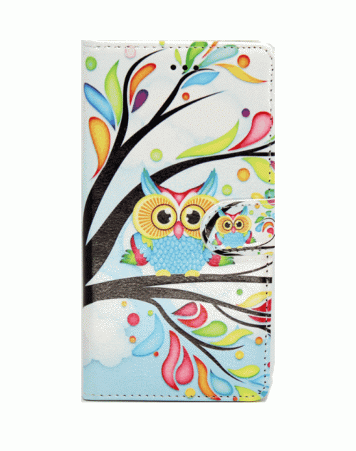 Huawei P9 LITE Printed Pu Leather Wallet Folio Case with Credit Cards Slots and Adjustable Positioning Stand-Owl