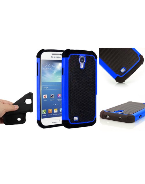 Samsung Galaxy S4 Heavy Duty Military Shockproof hard grip Texture Back Case-Blue