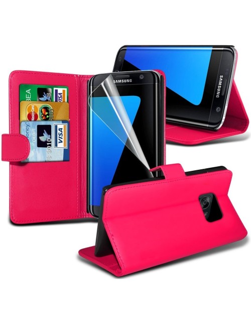 Samsung Galaxy S7 Plus Pu Leather Book Style Wallet Case with free  Stylus-Pink