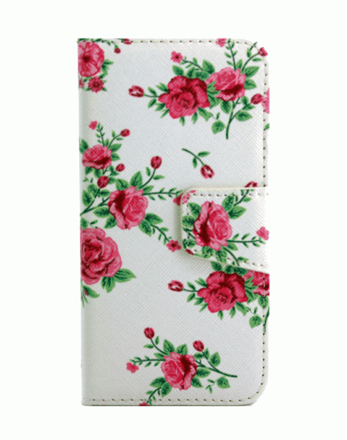 iPhone 6 / 6s (4.7) Pu Leather Book Wallet Style Case with Adjustable Viewing Stands & Card Slots-Pink Roses