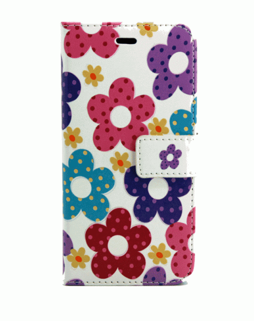 iPhone 6 / 6s (4.7) Pu Leather Book Wallet Style Case with Adjustable Viewing Stands & Card Slots-Daisy Flowers
