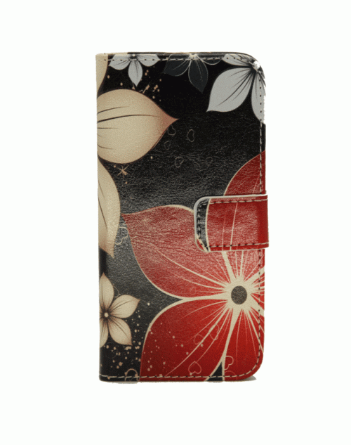 iPhone 6 / 6s (4.7) Pu Leather Book Wallet Style Case with Adjustable Viewing Stands & Card Slots-Large Flowers