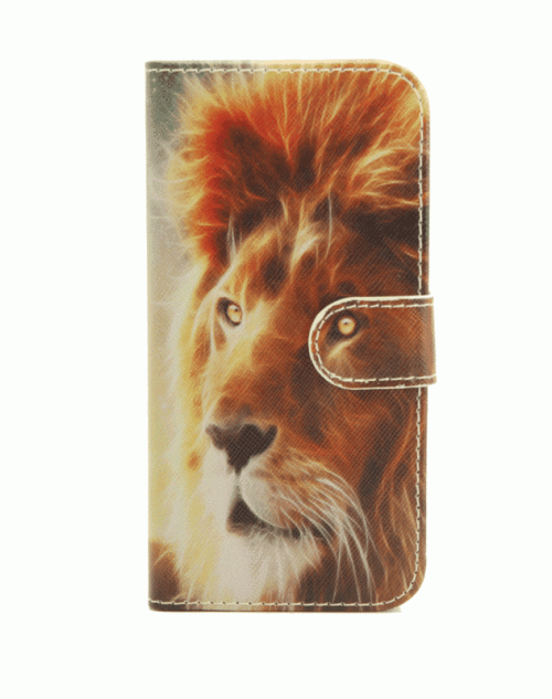 iPhone 6 / 6s (4.7) Pu Leather Book Wallet Style Case with Adjustable Viewing Stands & Card Slots-Lion Pattern