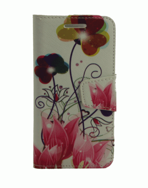 iPhone 6 / 6s (4.7) Pu Leather Book Wallet Style Case with Adjustable Viewing Stands & Card Slots-Tulip&Daisy Flowers