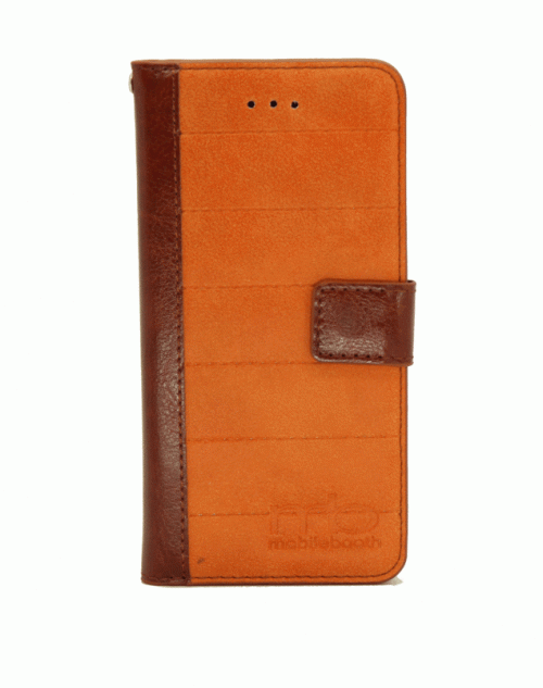 iPhone 6 / 6s (4.7) Pu Leather Book Wallet Style Case with Adjustable Viewing Stands & Card Slots-Orange &Brown