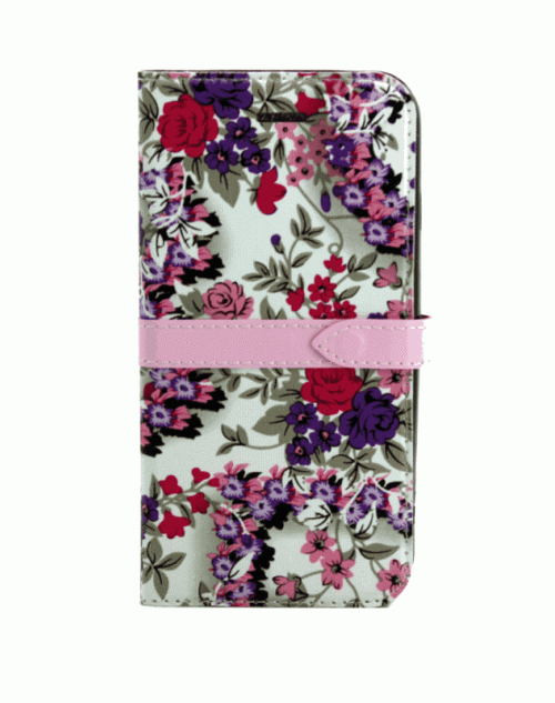 iPhone 6 / 6s (4.7) Pu Leather Book Wallet Style Case with Adjustable Viewing Stands & Card Slots-Purple Flowers