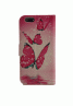 iPhone 6 / 6s (4.7) Pu Leather Book Wallet Style Case with Adjustable Viewing Stands & Card Slots-Pink Butterflies