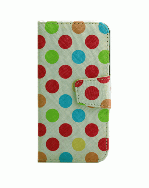 iPhone 6 / 6s (4.7) Pu Leather Book Wallet Style Case with Adjustable Viewing Stands & Card Slots-Polka Dots