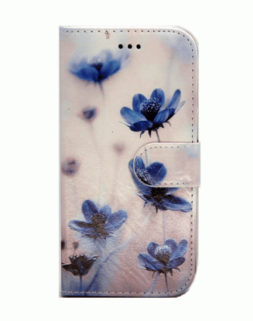 iPhone 6 / 6s (4.7) Pu Leather Book Wallet Style Case with Adjustable Viewing Stands & Card Slots-Blue Flowers