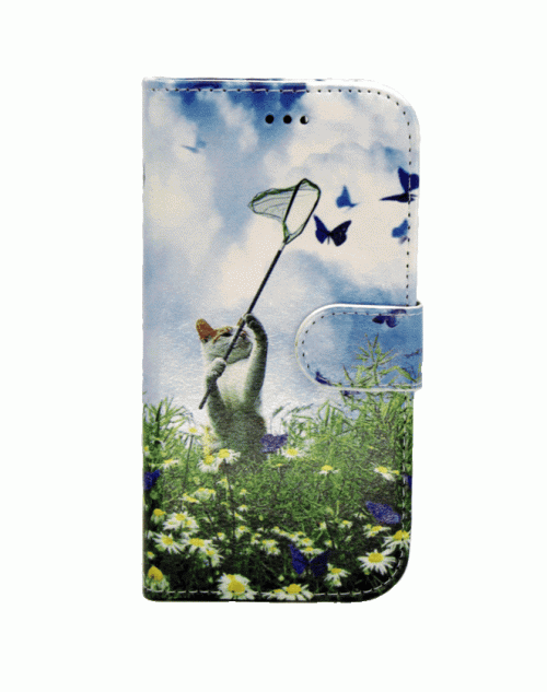 iPhone 6 / 6s (4.7) Pu Leather Book Wallet Style Case with Adjustable Viewing Stands & Card Slots-Cat&Butterflies