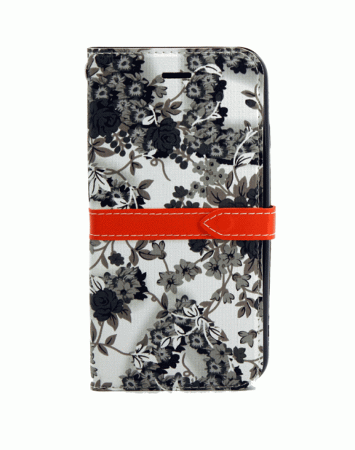 iPhone 6 / 6s (4.7) Pu Leather Book Wallet Style Case with Adjustable Viewing Stands & Card Slots-Grey Flowers
