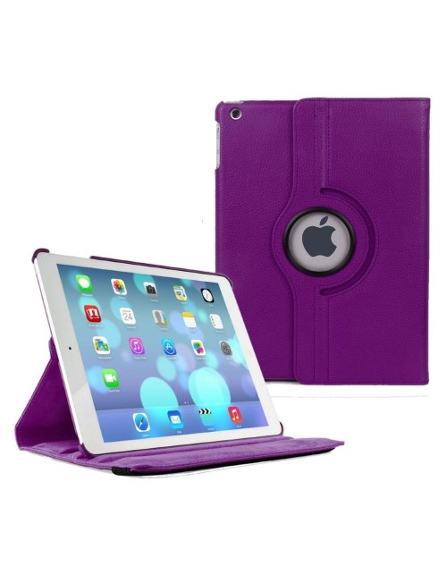 Apple iPad Air 2 360 Rotaing Pu Leather with Viewing Stand Plus Free Stylus Case Cover for Apple iPad Air 2-Purple