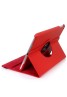 Apple iPad Mini 1/2/3 360 Rotaing Pu Leather with Viewing Stand Plus Free Stylus Case Cover-Red