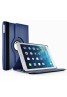 Apple iPad Mini 360 Rotaing Pu Leather with Viewing Stand Plus Free Stylus Case Cover for Apple iPad Mini-Dark Blue