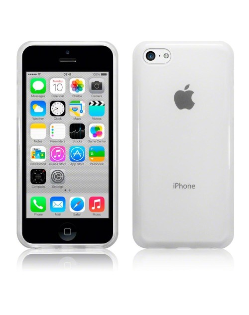 iPhone 5C Clear Transparent See through Silicon Gel Back Case with Screen Protector-Clear