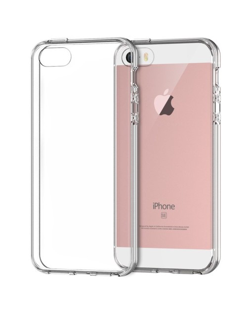 iPhone 5s/5 Clear Transparent See through Silicon Gel Back Case with Screen Protector-Clear