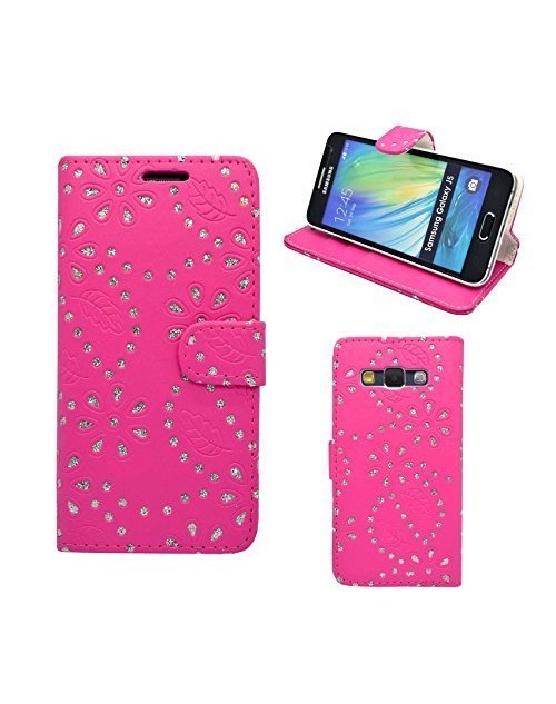 Samsung Galaxy J5 2016 Glitter Pu Leather Book Style Wallet Case with free  Stylus-Pink