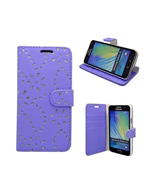 Samsung Galaxy J5 2016 Glitter Pu Leather Book Style Wallet Case with free  Stylus-Purple